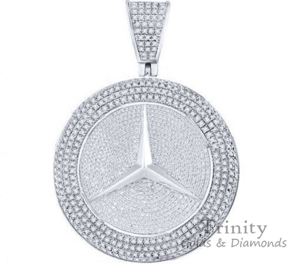 MERCEDES LOGO PENDANT,Moissanite Pendant,Hip Hop Style Pendant,Mercedes Medallion Diamond Charm Pendant,Moissanite Pendant Man,Gift For Him